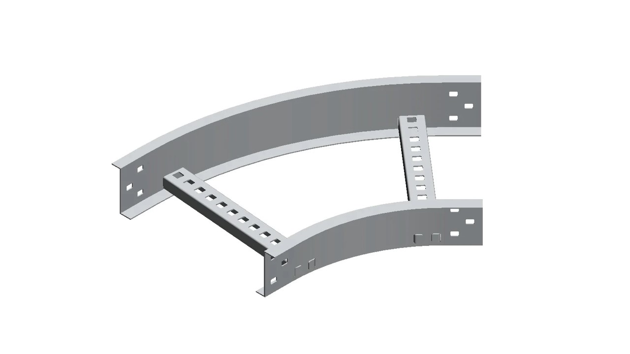 Curva horizontal de Aluminio de 45° y radio de300mm