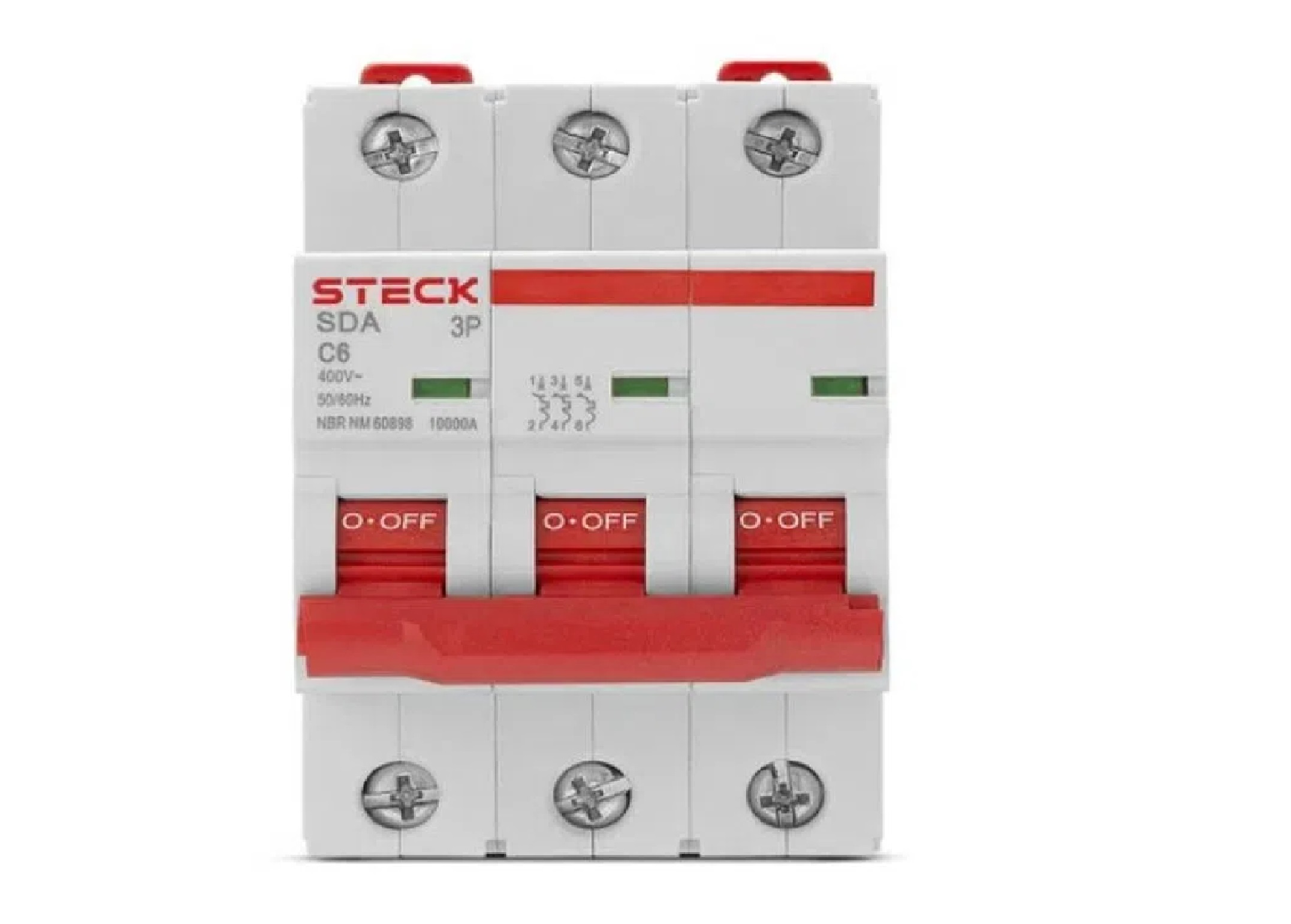 Mini breaker interruptor termomagnético de 3P,10A,400Vac, Tipo de curva B,C.
